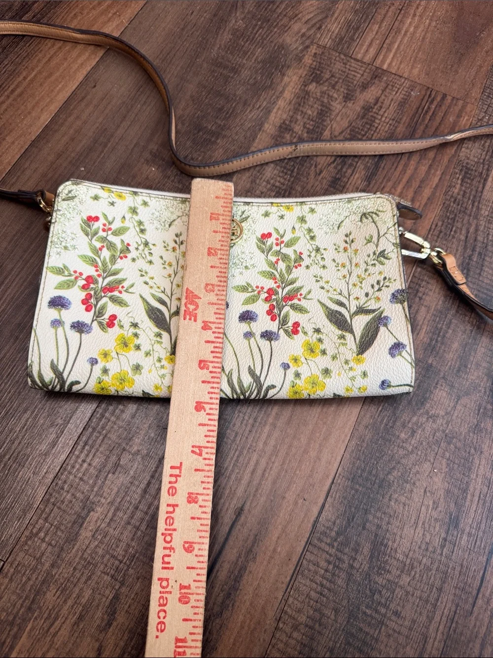 Tory Burch Floral Convertible Crossbody - Cream with Tan Strap